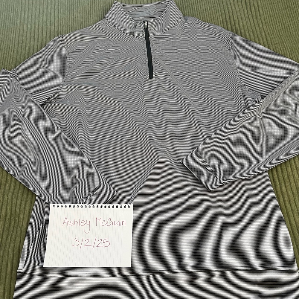 Peter Millar 1/4 zip pullover – gray and white striped (size XL) ⛳